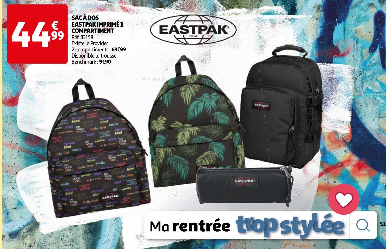 SAC À DOS EASTPAK IMPRIMÉ 1 COMPARTIMENT