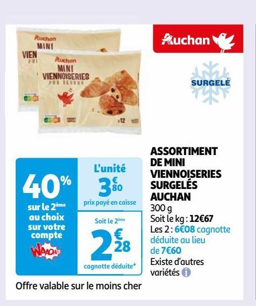 ASSORTIMENT DE MINI VIENNOISERIES SURGELÉS AUCHAN