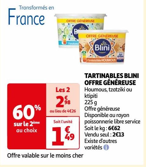 TARTINABLES BLINI OFFRE GÉNÉREUSE