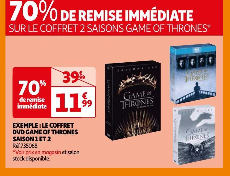 EXEMPLE : LE COFFRET DVD GAME OF THRONES SAISON 1 ET 2