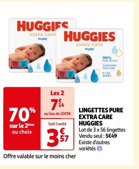 LINGETTES PURE EXTRA CARE HUGGIES