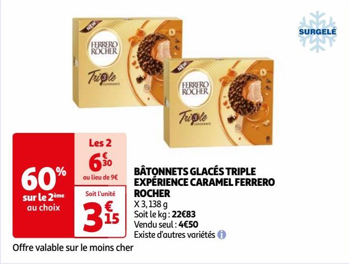 BÂTONNETS GLACÉS TRIPLE EXPÉRIENCE CARAMEL FERRERO ROCHER