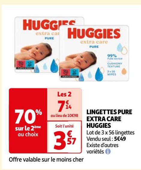 LINGETTES PURE EXTRA CARE HUGGIES