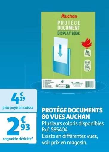 PROTÉGE DOCUMENTS 80 VUES AUCHAN