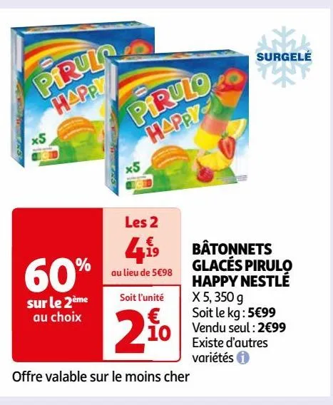 bâtonnets glacés pirulo happy nestlé