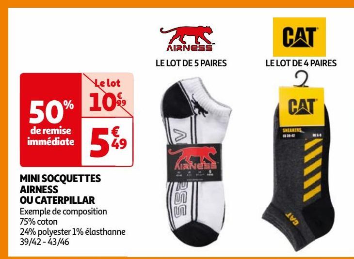 MINI SOCQUETTES AIRNESS OU CATERPILLAR