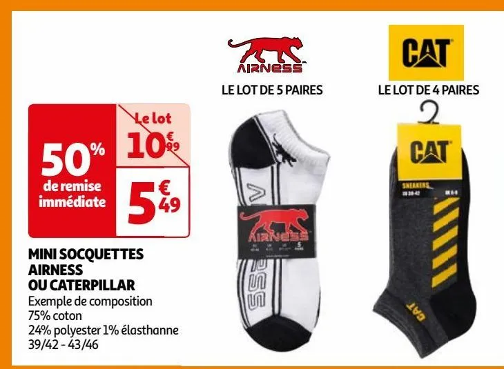 mini socquettes airness ou caterpillar