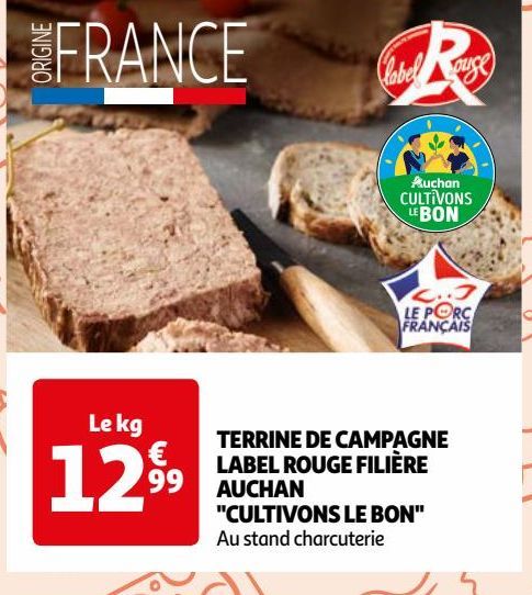 TERRINE DE CAMPAGNE LABEL ROUGE FILIÈRE AUCHAN "CULTIVONS LE BON"