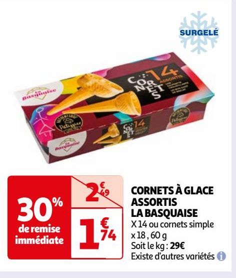 CORNETS À GLACE ASSORTIS LA BASQUAISE