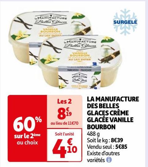 LA MANUFACTURE DES BELLES GLACES CRÈME GLACÉE VANILLE BOURBON