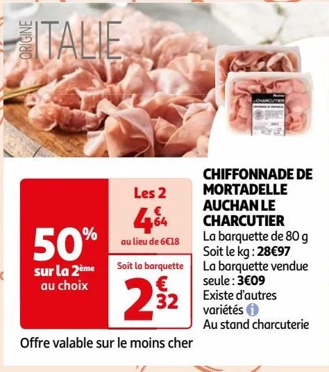 chiffonnade de mortadelle auchan le charcutier