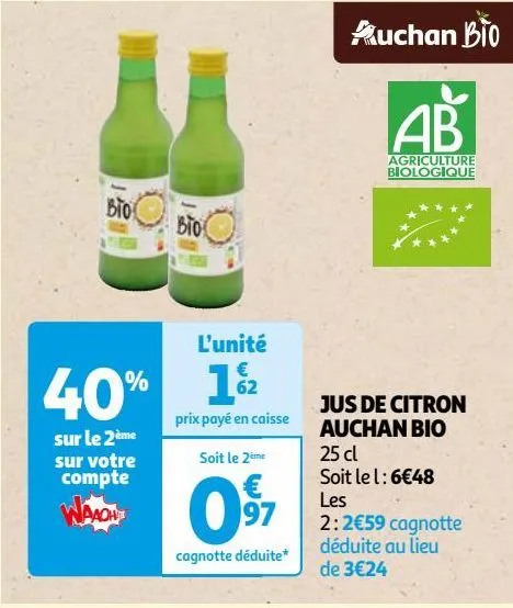 jus de citron auchan bio