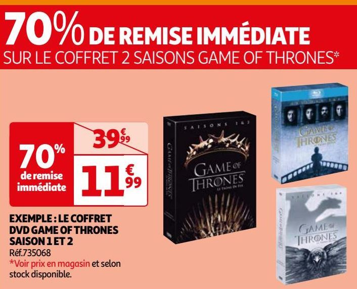 EXEMPLE : LE COFFRET DVD GAME OF THRONES SAISON 1 ET 2