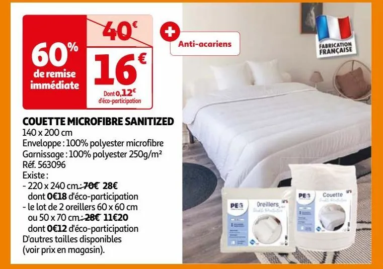 couette microfibre sanitized