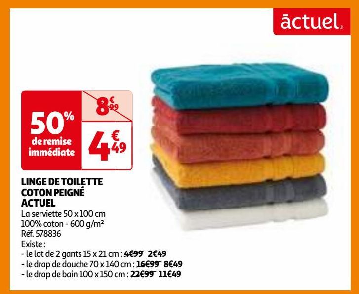 LINGE DE TOILETTE COTON PEIGNÉ ACTUEL