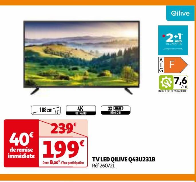 TV LED QILIVE Q43U231B 