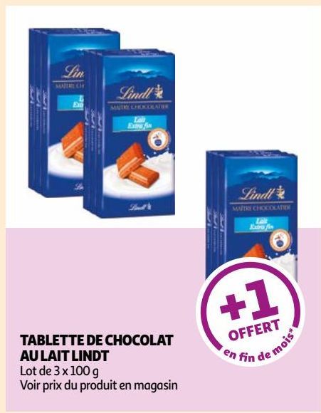 TABLETTE DE CHOCOLAT AU LAIT LINDT