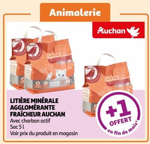 LITIÈRE MINÉRALE AGGLOMÉRANTE FRAÎCHEUR AUCHAN