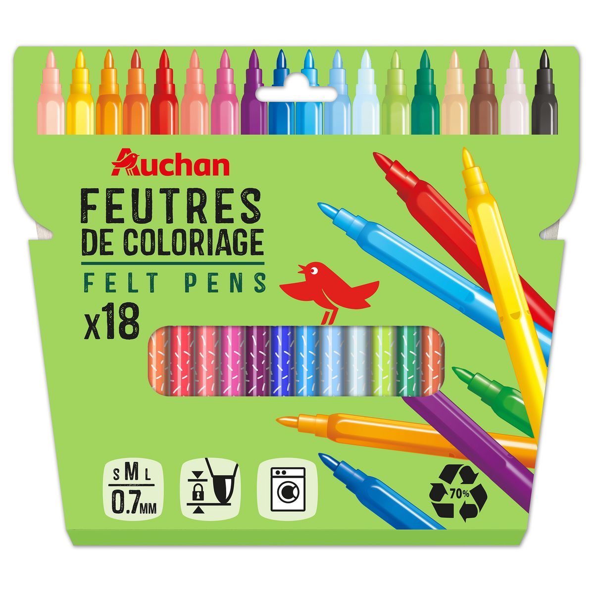 18 FEUTRES DE COLORIAGE AUCHAN