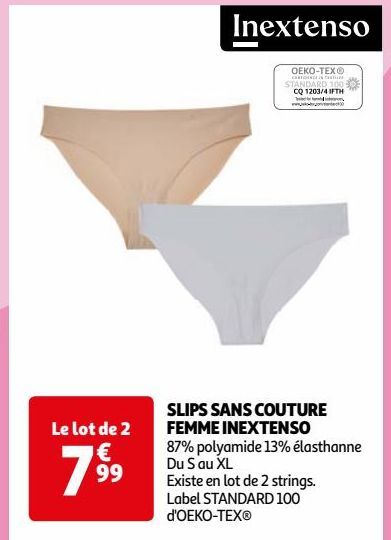 SLIPS SANS COUTURE FEMME INEXTENSO