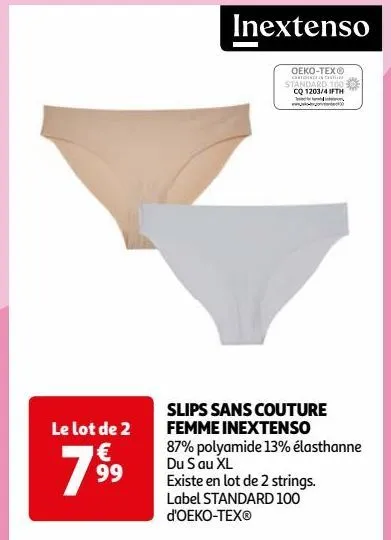 slips sans couture femme inextenso