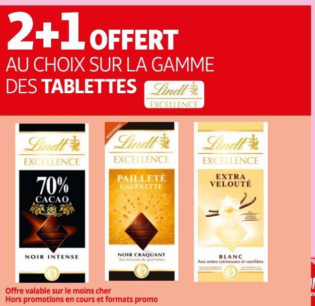 SUR LA GAMME DES TABLETTES Lindt