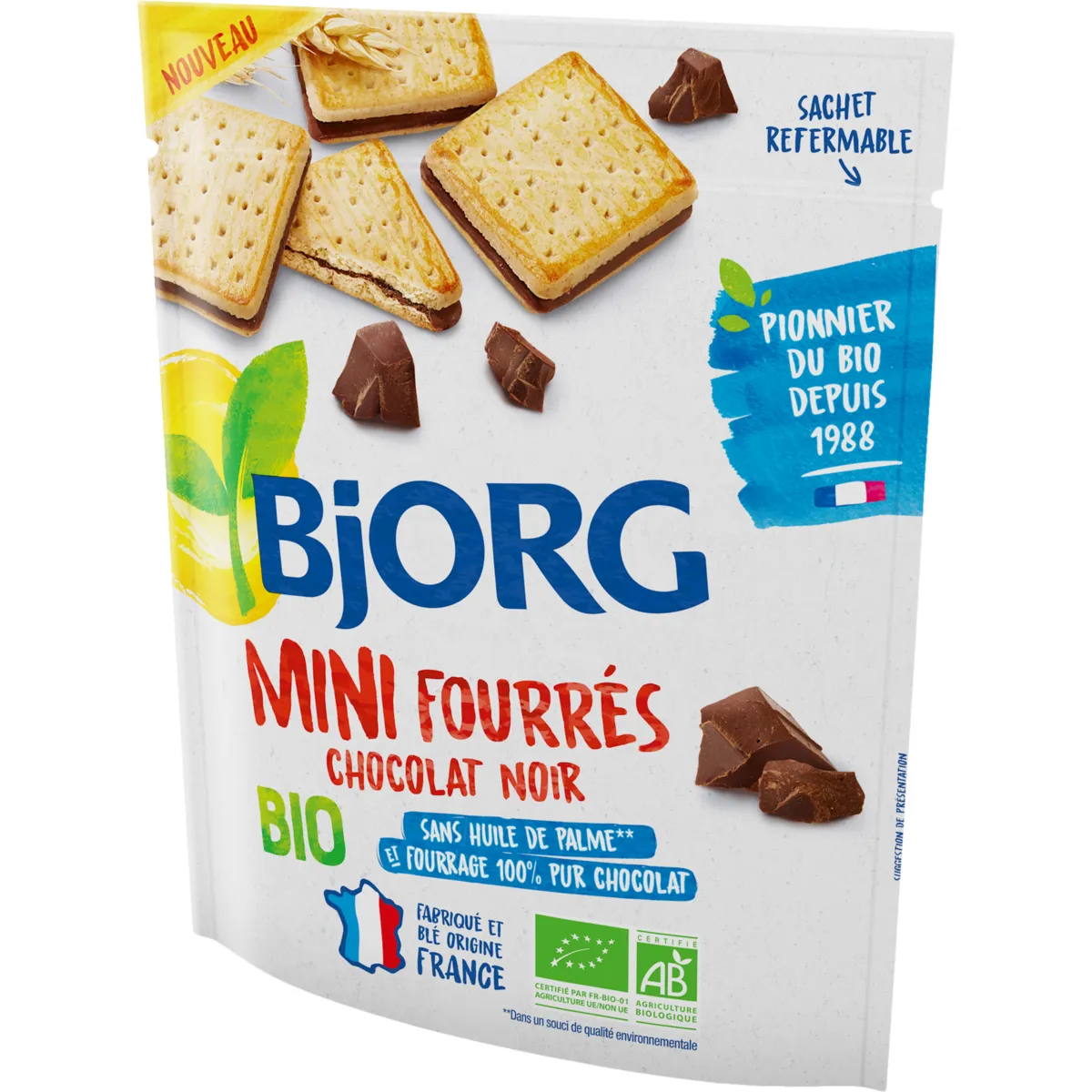 biscuits mini fourres chocolat noir bio bjorg