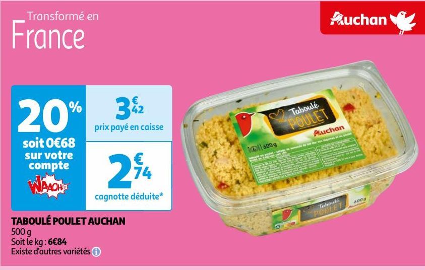 TABOULÉ POULET AUCHAN