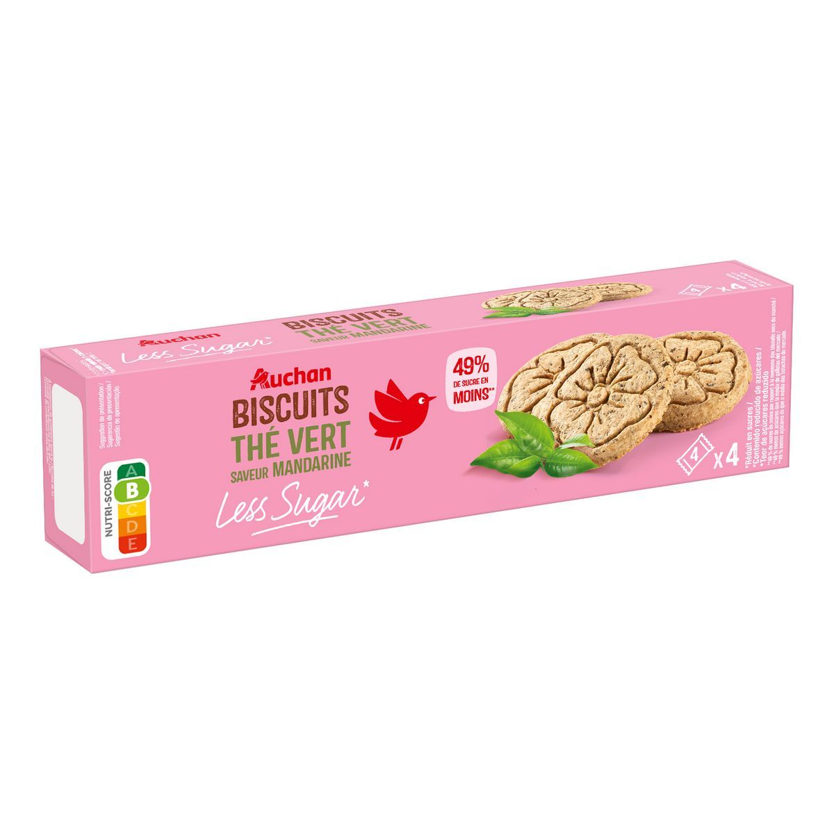 BISCUITS THÉ VERT SAVEUR MANDARINE LESS SUGAR AUCHAN