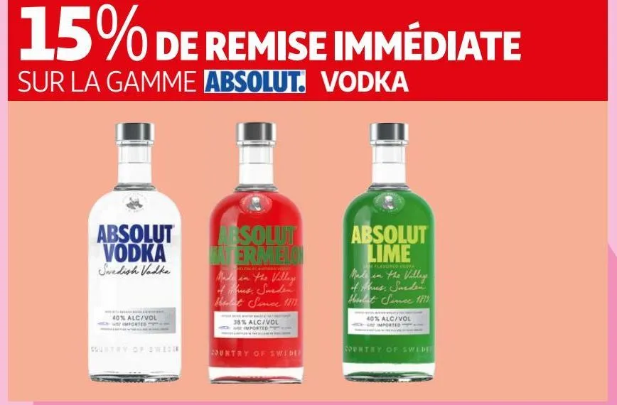 sur la gamme vodka absolut. vodka