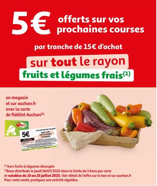 sur tout le rayon fruits et légumes frais