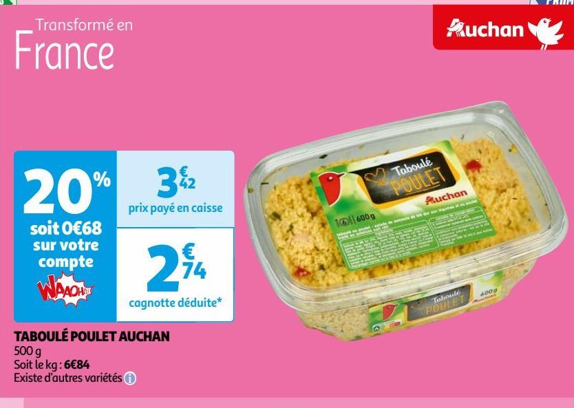 TABOULÉ POULET AUCHAN