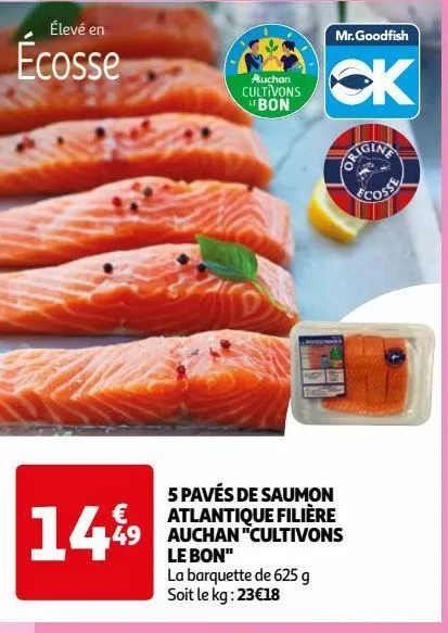 5 pavés de saumon atlantique filière auchan "cultivons le bon"