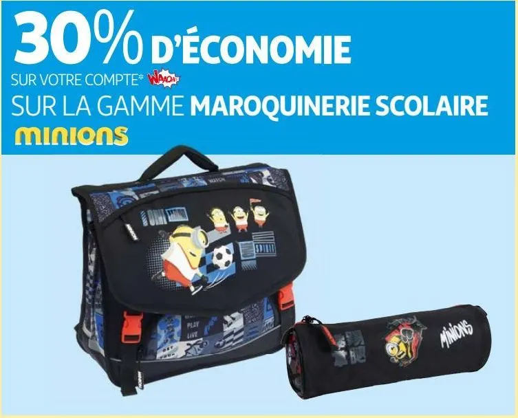 sur la gamme maroquinerie scolaire minions