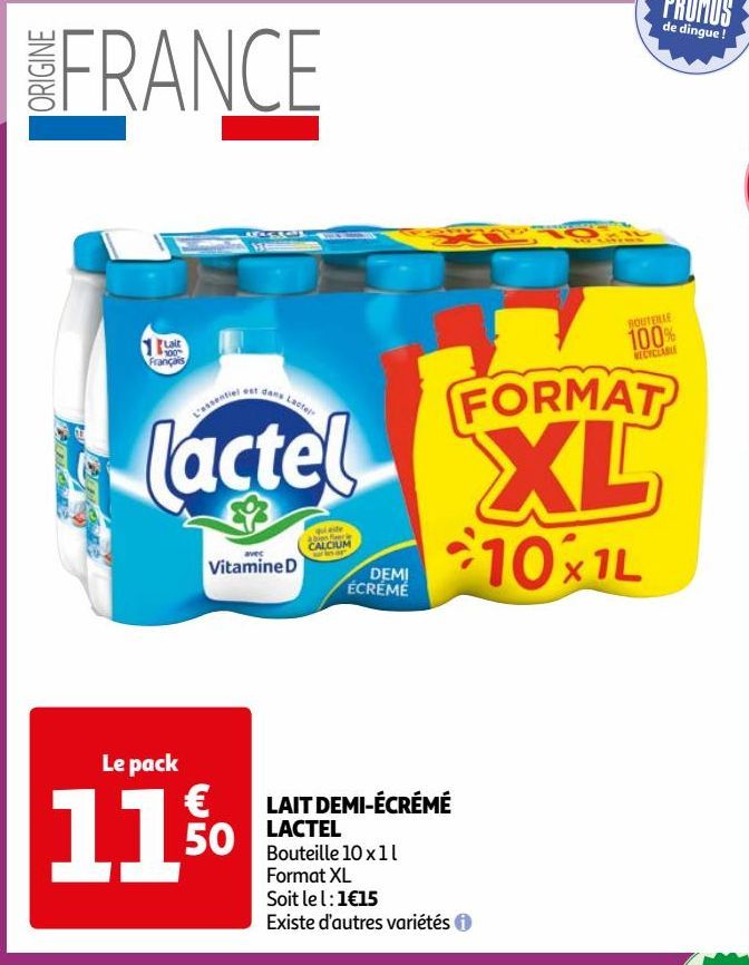 LAIT DEMI-ÉCRÉMÉ LACTEL