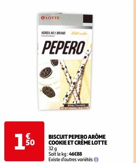 BISCUIT PEPERO ARÔME COOKIE ET CRÈME LOTTE