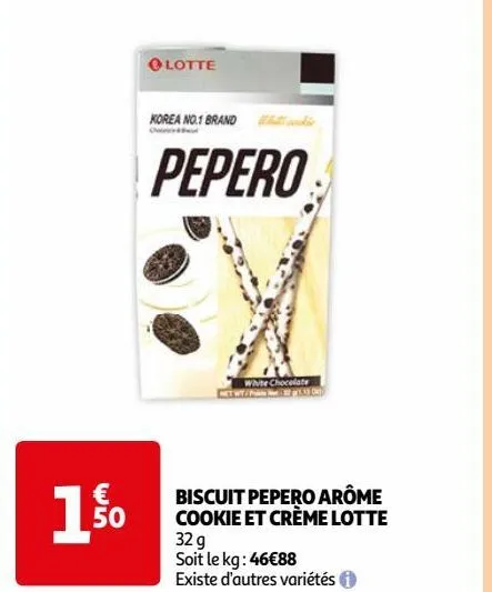 biscuit pepero arôme cookie et crème lotte