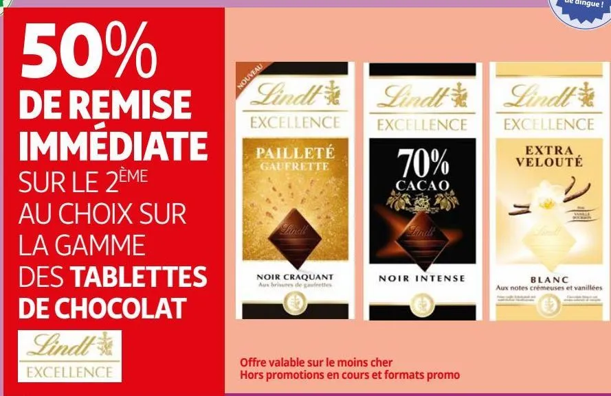 la gamme des tablettes de chocolat