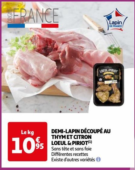 DEMI-LAPIN DÉCOUPÉ AU THYM ET CITRON LOEUL & PIRIOT