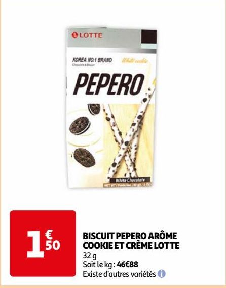 BISCUIT PEPERO AROME COOKIE ET CREME LOTTE