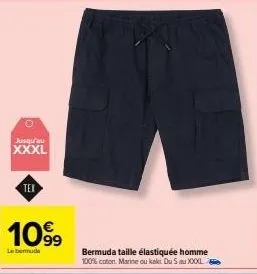 o  jusqu'au  xxxl  tex  1099  le bermuda  bermuda taille élastiquée homme 100% coton. marine ou kak du sau 2000 