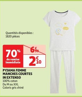 PYJAMA FEMME MANCHES COURTES IN EXTENSO