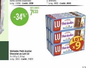 chocolat au lait Lu