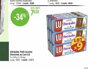 chocolat au lait lu