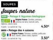 pors cors ca  4-Lachtag  88099- Potage des 4 saisons  SOUPES  Soupes nature  BROED- Potage 6 légumes biologique  Origine France. Canta, pa  mes de teme, harcsa  France Pasax, cap aves, ges  4,50€  3,5