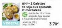 VEGETAL 2000  Log 18.50€  83747-2 Galettes de soja aux épinards et mozzarella  Aschauer 11 à 15m apa Sa Mga de France  3,70€ 