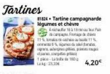 Tartines  og  jan  1 pace-La boite a 160g Lokg: 23,30  81824 Tartine campagnarde légumes et chèvre  Aicha 183 18 7cpap Fromage d  11% -1% ow%  4,20€ 