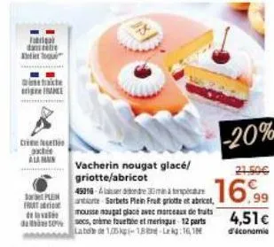 fabrigal dati  tracte trigne face  crime axti alamun  plen  vacherin nougat glacé! griotte/abricot  45316-ar dondre 30m  frat  antarte sorbets plein fruit griotte et abricat, dal mousse nougat glacé a