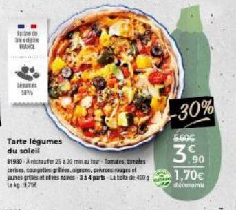 farine de cri FRANCE  Ligates 5859  Tarte légumes du soleil  81930 Antchauffer 25 a 30 min au taar-Tomates, tomates cerises, courgettes grées, aprens, pohrons rouges et jaunes grilles et ces noires 33