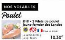 NOS VOLAILLES  Poulet  Lesachd 240p  Lak: 42.32  85131.2 Filets de poulet jaune fermier des Landes  Blon Shor 